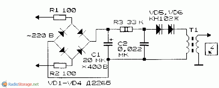 Схема генератора высокого напряжения