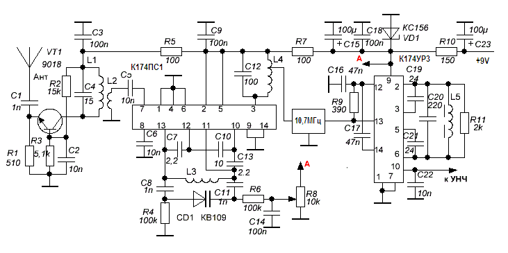 Схема приемника на 1. К174ур3 приемник. К174ур3 ам приемник. К174ур3 схема приемника. 174пс1 ам модулятор.