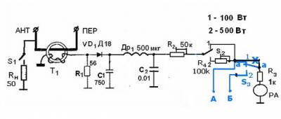 Измеритель мощности вч схема