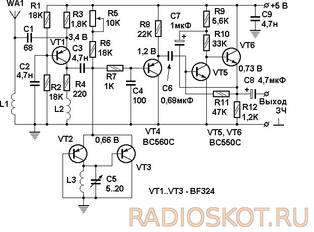 Транзистор на укв. Схема простейшего УКВ fm приёмника на транзисторах. ФМ приёмник на двух транзисторах. Транзисторный УКВ приемник схема. Схема ФМ приемника на транзисторах с9018.